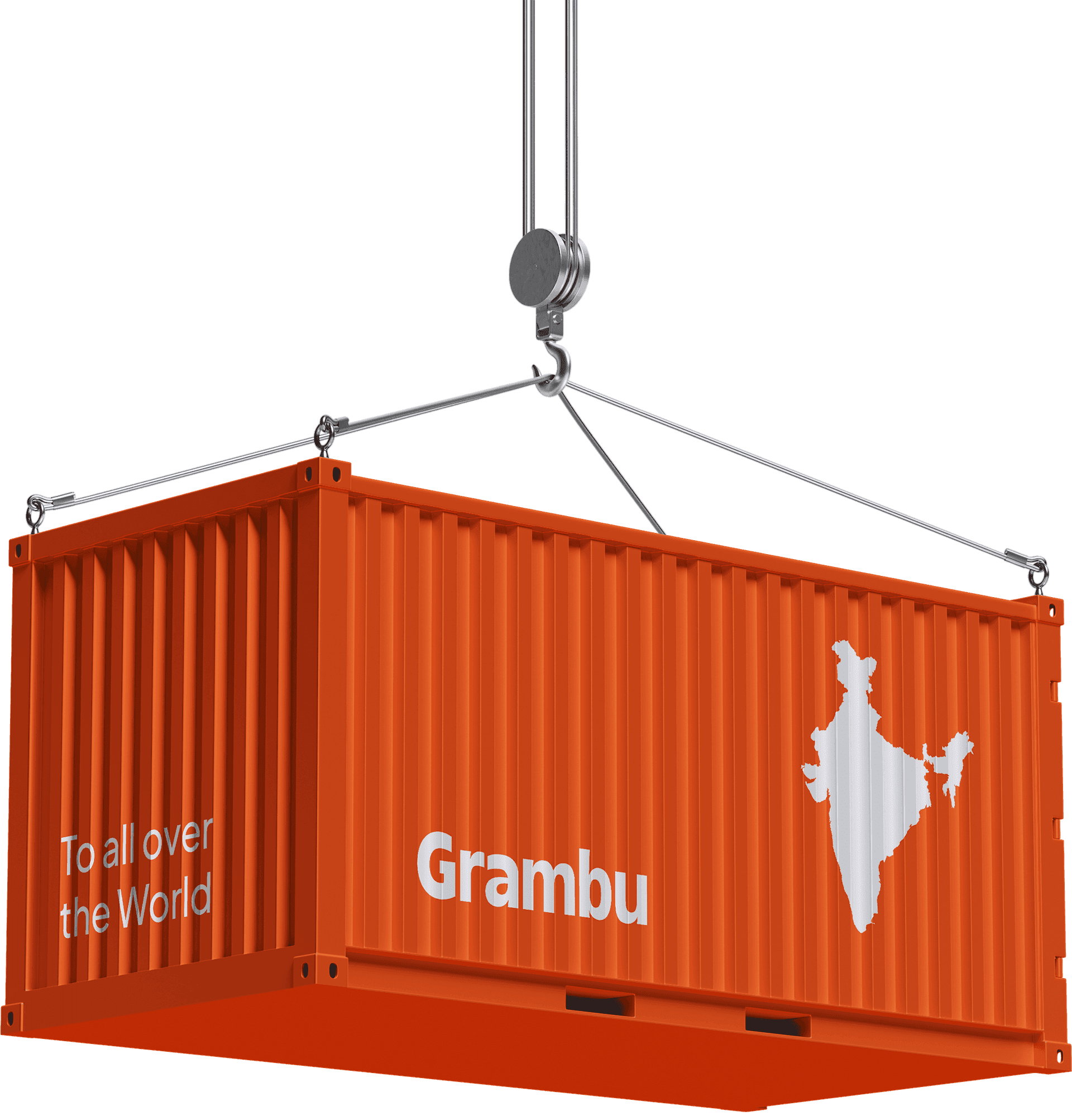Large shipping container unloading products sourced directly from India for global export