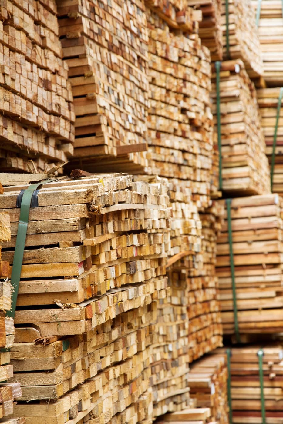 Stacks of lumber for furniture and construction