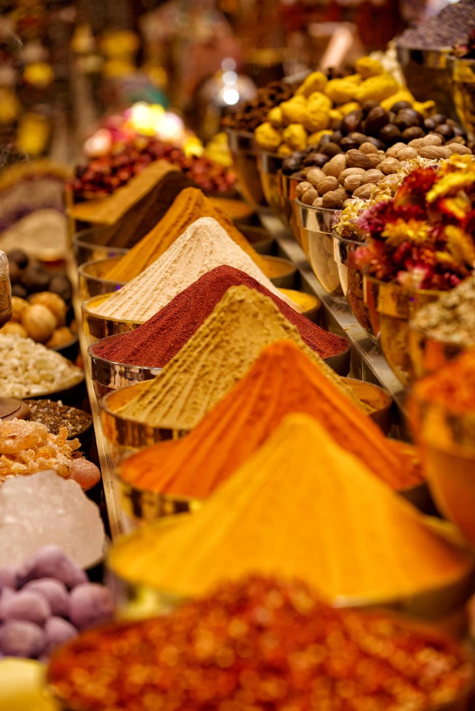 Colorful Indian spices in bowls